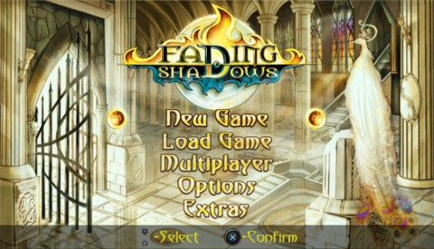 Fading Shadows title screen for PSP